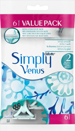 Gillette -ის ერთჯერადი საპარსები Venus Simply Venus, 6 ცალი