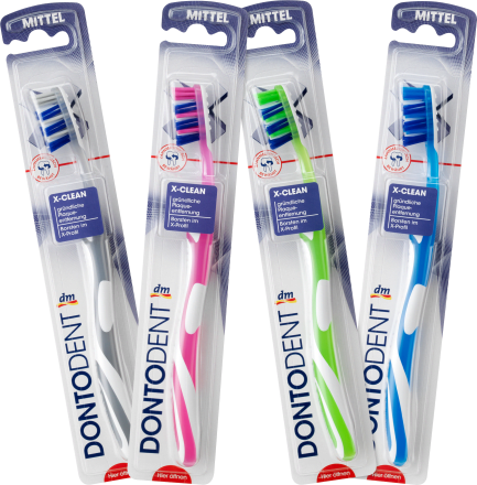 Dentodent -ის კბილის ჯაგრისი - საშუალო სიმაგრის ღერებით. X-Clean mittel. 1 ცალი