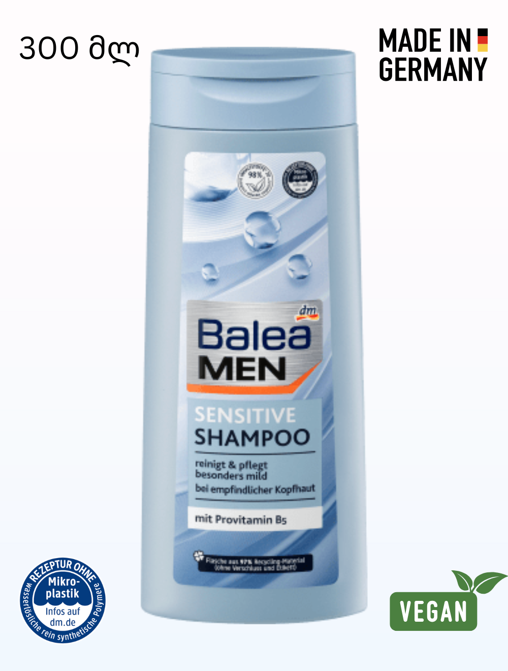 Balea Men-ის შამპუნი Shampoo Sensitive მამაკაცებისთვის 300 მლ