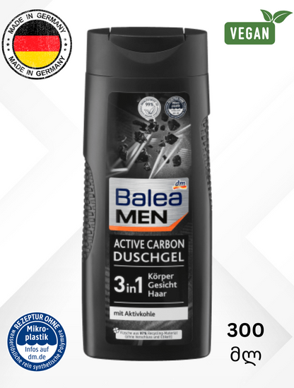 Balea Men-ის შხაპის გელი Active Carbon მამაკაცებისთვის 300 მლ