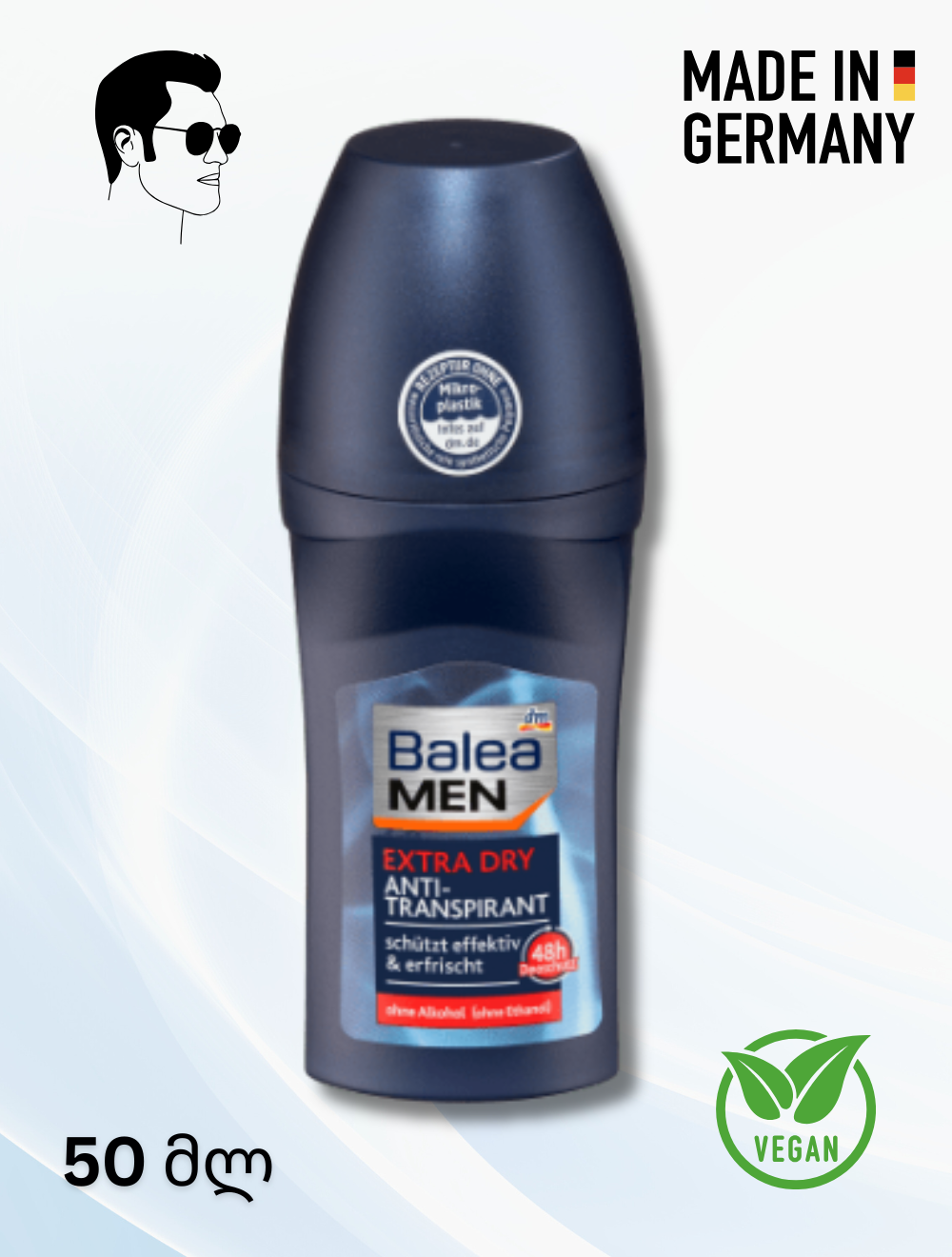 ბურთულიანი დეოდორანტი Balea - Extra Dry, 50 მლ