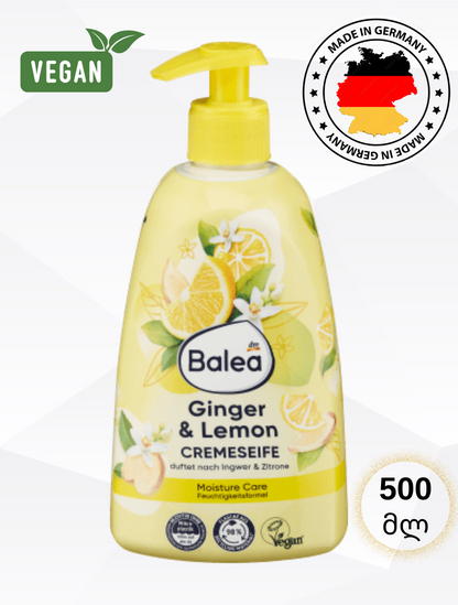Balea -ს თხევადი კრემ-საპონი Ginger & Lemon, 500 მლ.