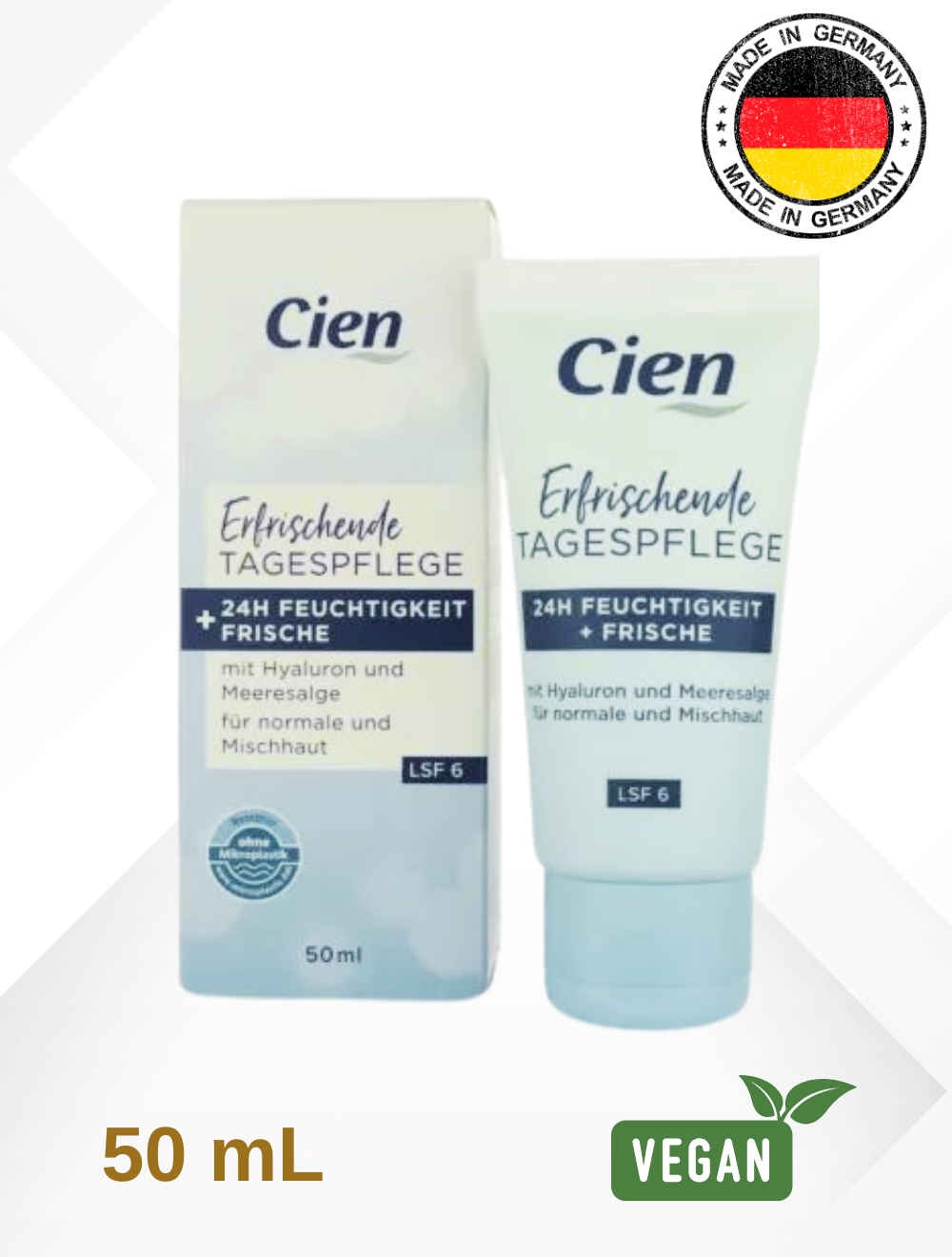 Cien-ის დღის კრემი გამაგრილებელი და დამატენიანებელი LSF 6-ის ფაქტორით