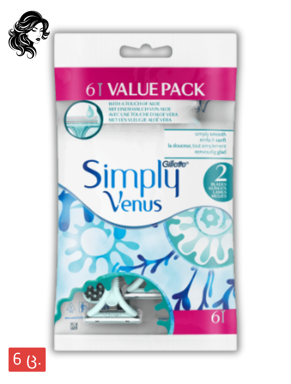 Gillette -ის ერთჯერადი საპარსები Venus  Simply Venus, 6 ცალი