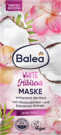Balea -ს სახის ნიღაბი თეთრი ჰიბისკუსით Gesichtsmaske White Hibiskus 2x8 მლ