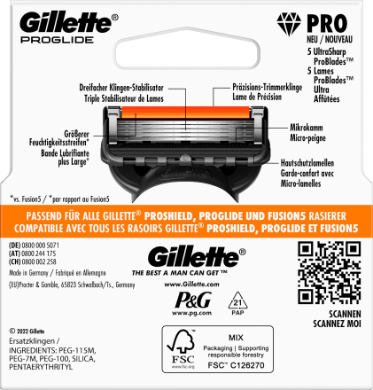 Gillette ProGlide ბერლინში დამზადებული Made in Berlin საუკეთესო ხარისხის პირები