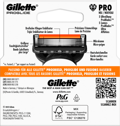 Gillette ProGlide ბერლინში დამზადებული Made in Berlin საუკეთესო ხარისხის პირები
